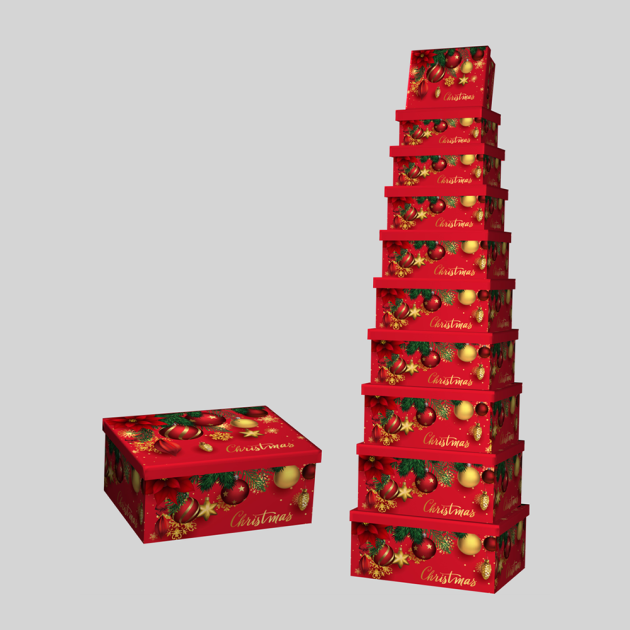 Christmas Gift Box Rectangle set of 10, One Design