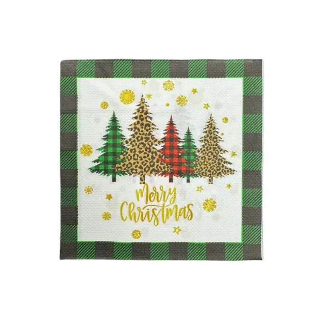 Merry Christmas Trees Hot Stamp | Napkins, Dessert & Dinner Plate