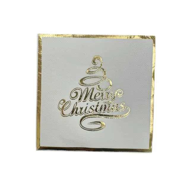 Hot Stamp Merry Xmas Tree Napkins & Dessert & Dinner Plate