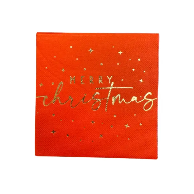 Hot Stamp Red Merry Xmas | Napkins & Dessert & Dinner Plate