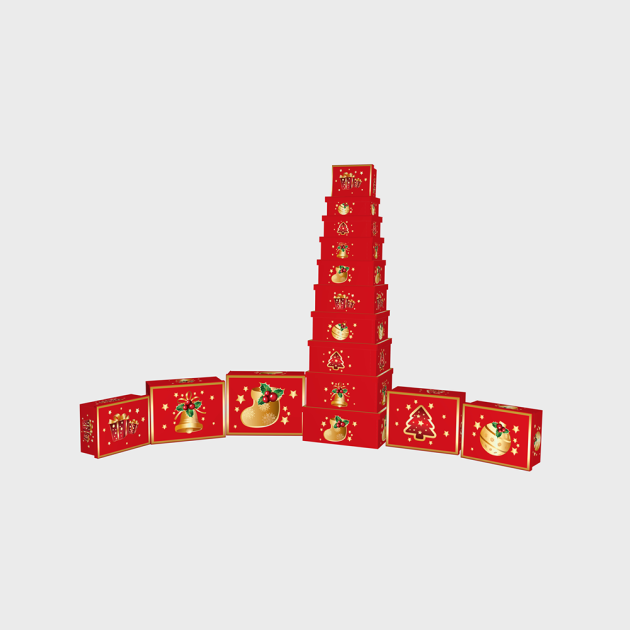 Christmas Gift Box Foil Hot stamped throughout the box Rectangle set of 10, One Design