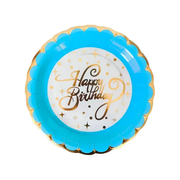 Hot Stamp Happy Birthday Curved Blue Boarder
