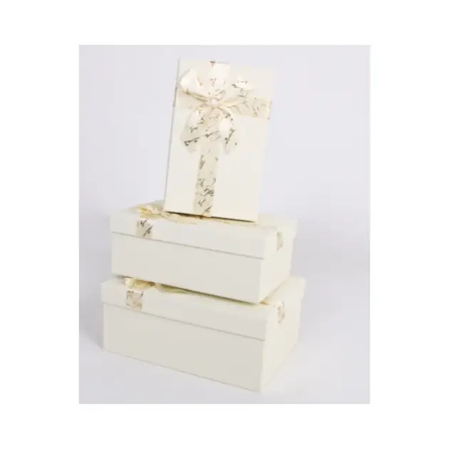 Gift Box with ribbon set of 3 Multiple Colours