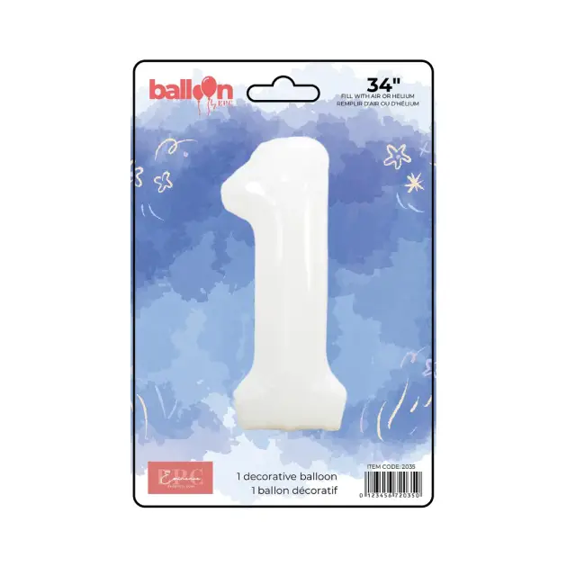 White Number Balloons 34-inch