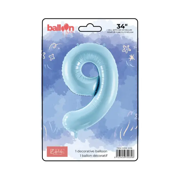 Solid Blue Number Balloons 34-inch