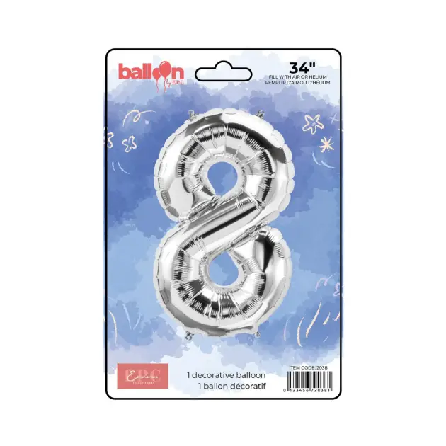 Silver Number Balloons 34-inch