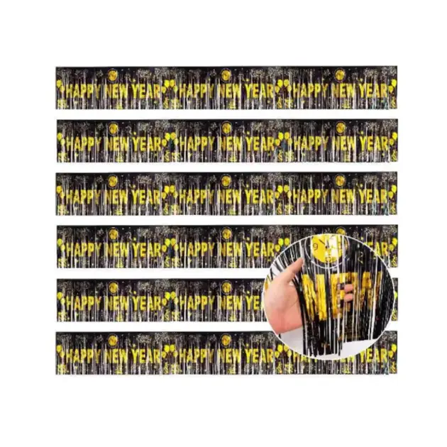 Happy New Year Foil Curtain Gold & Silver
